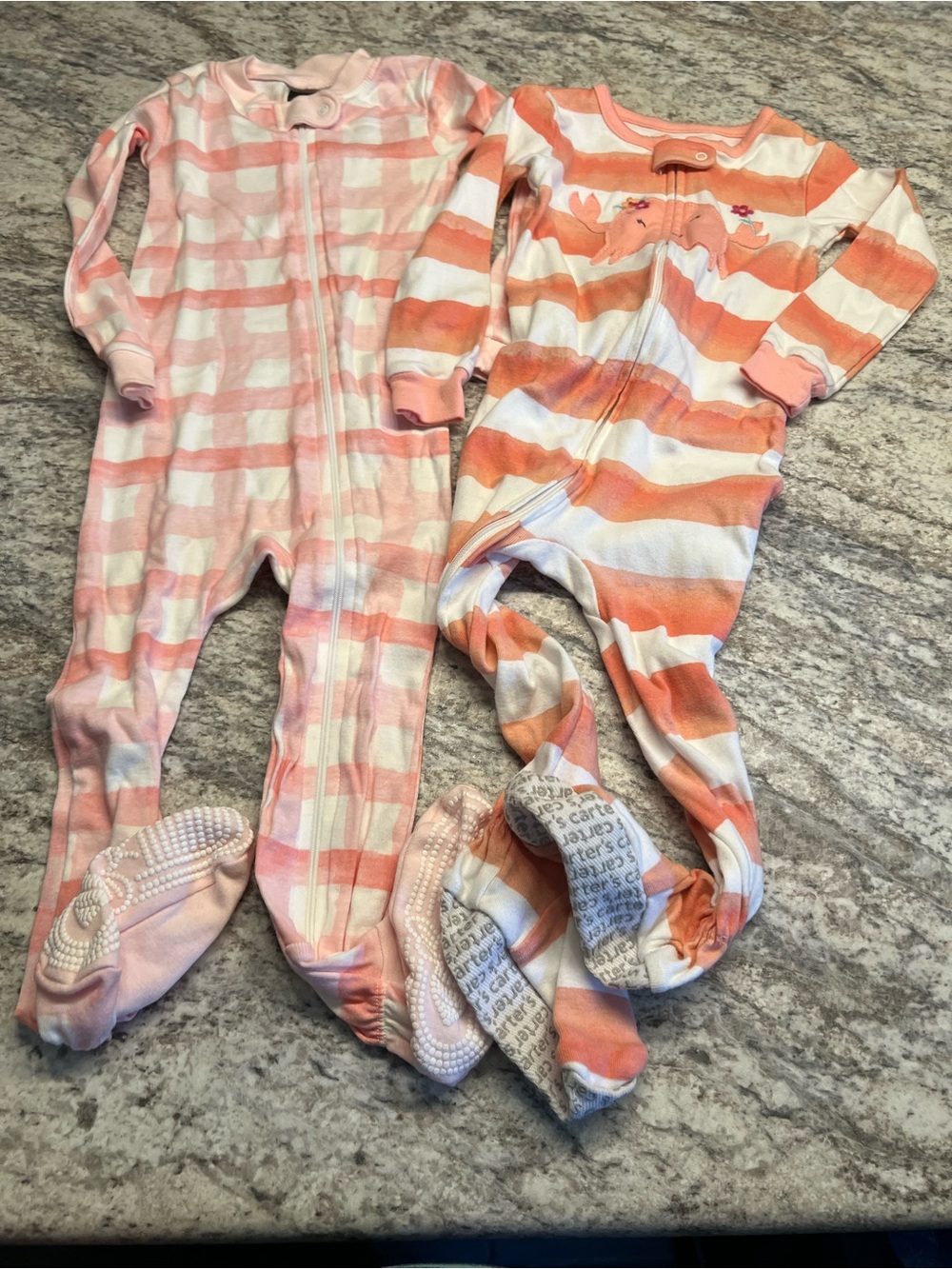Girls 24 months Zipper Footed Sleepers - Set of 2 preloved